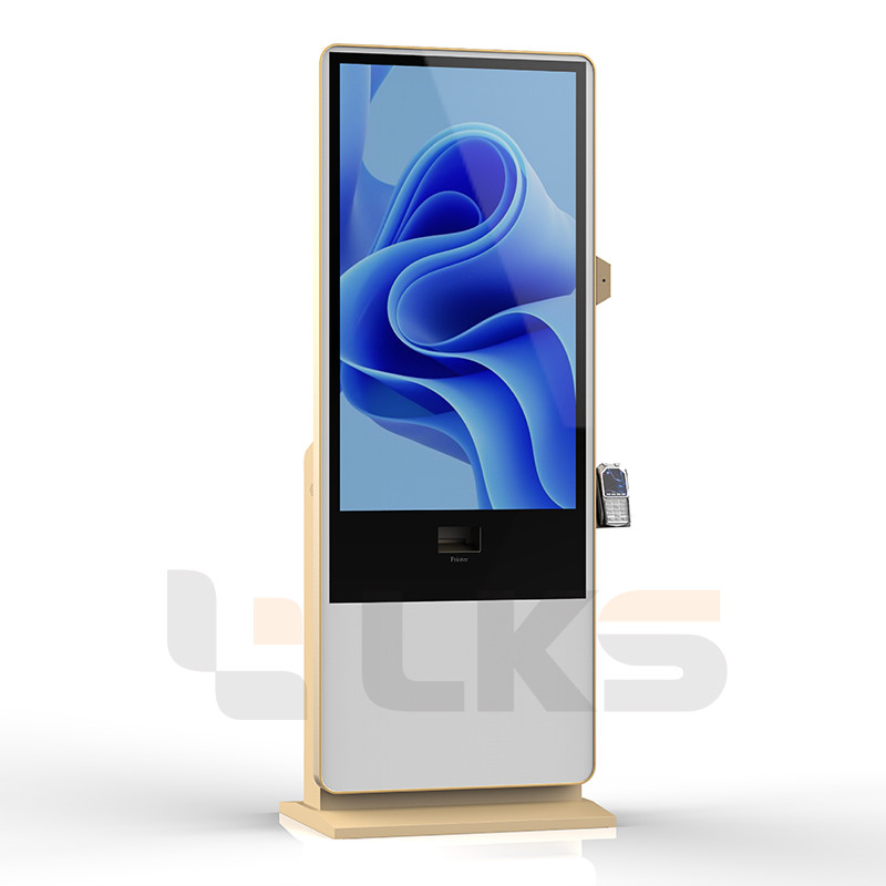 32 43 55 65 75 Inch 2K 4K Indoor Floor Standing LCD Touch Screen Kiosk Advertising Digital Signage With Printer And POS