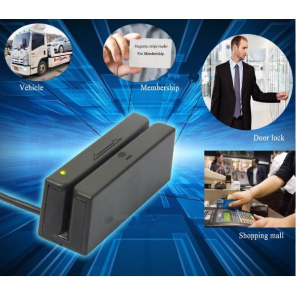 Bi Directional Black Manual Magnetic Card Reader Writer With USB RS232C PS2 Interface