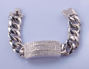 China 75g Long Distance Relationship Gifts Bracelets 18cm 12mm Cuban Link Bracelet Silver on sale