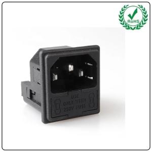 Quality LZ-14-F8 250V Fuse Switch Power Socket With 3 Pin,Switch Fused IEC C14 Inlet for sale
