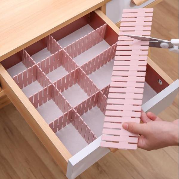 40pcs DIY Clothes Storage Organizer Separator Adjustable Drawer Dividers for Socks/ Underwear/ Makeup/ Kitchen/ Dresser