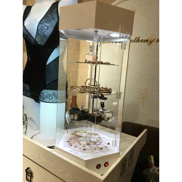 Multi Color Rotary Acrylic Retail Display Stands 4 Storey High Strength Titanium Alloy Material