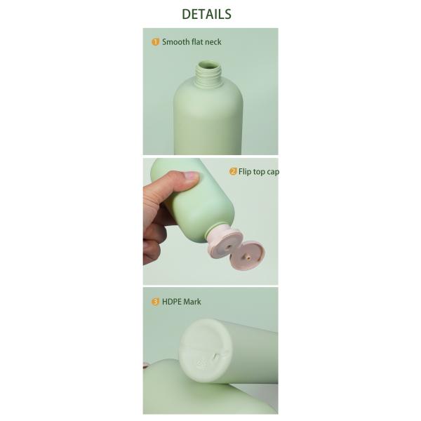 Avocado Green 500ml Cosmetic Empty Plastic Bottle for Shampoo and Conditioner Package