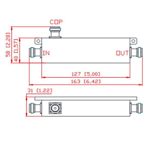 550-6000MHZ Low PIM 5dB RF Directional Coupler