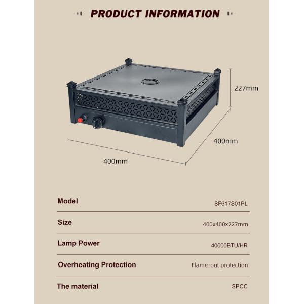 Mini Outdoor Alloy Rectangular Table Top Fire Pit Propane Gas