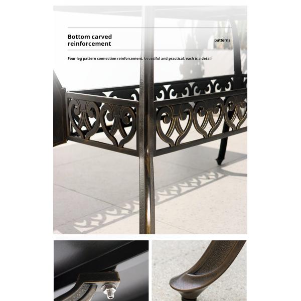 Tile Pattern Patio Dining Set Rectangel Picnic Table With Fire Pit