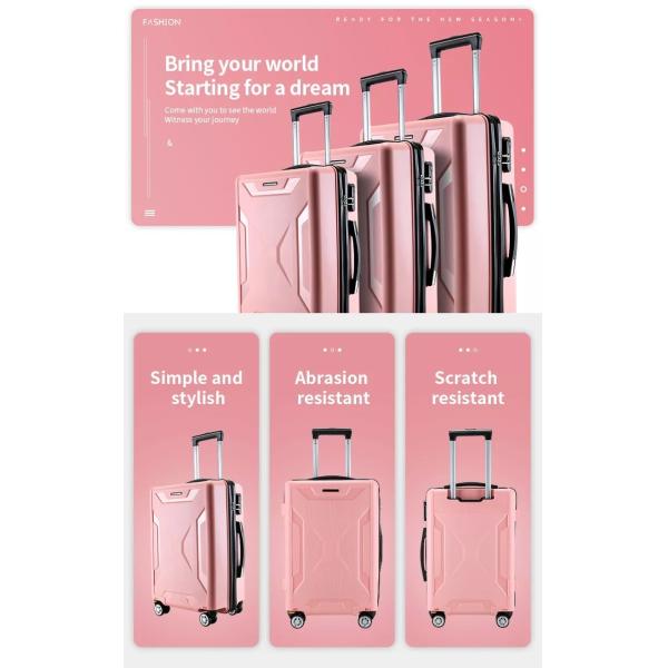 Polyester Lining Hard Shell Luggage Set 24'' Trolley Suitcase Tsa Luggage Lock 3 Pcs Pp Carry On