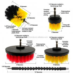 Quality Yellow 5pcs Drill Cleaning Brush With 300mm Extension Rod for sale