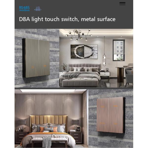 Aluminum Alloy Modbus Wall Switch , Electrical Light Switch 86mmx86mm
