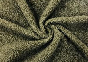 Quality 150cm Soft Blanket Fabric / Woollike Sherpa Fleece Blanket Fabric Olive Green for sale