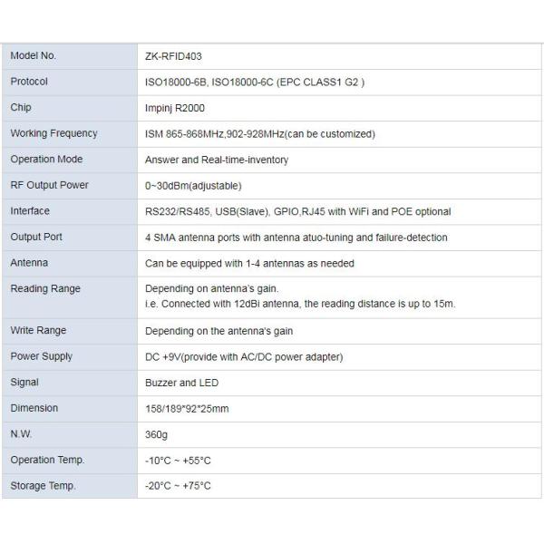 Passive Tag UHF RFID Fixed Reader , Low Power Rfid Reader Sopport Wince Linux