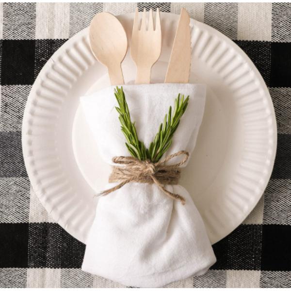 6" Natural Wooden Utensils Compostable Cutlery Set