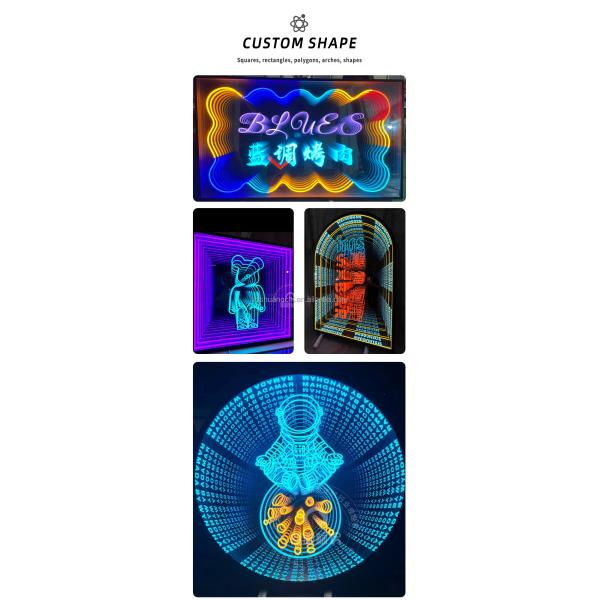 Neon Lights Infinity Mirror Abyss Mirror Custom Design for Party Home Decor Indoor