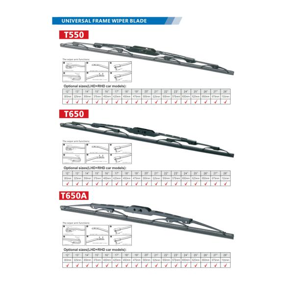 Universal Frame Wiper Blades Windshield Wipers Car Window Wipers Metal Rubber Replacement