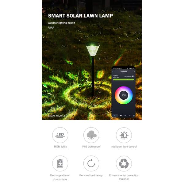 App Control Decorative Outdoor Solar Pathway Lights Smart Dimming With Mono Solar Panel