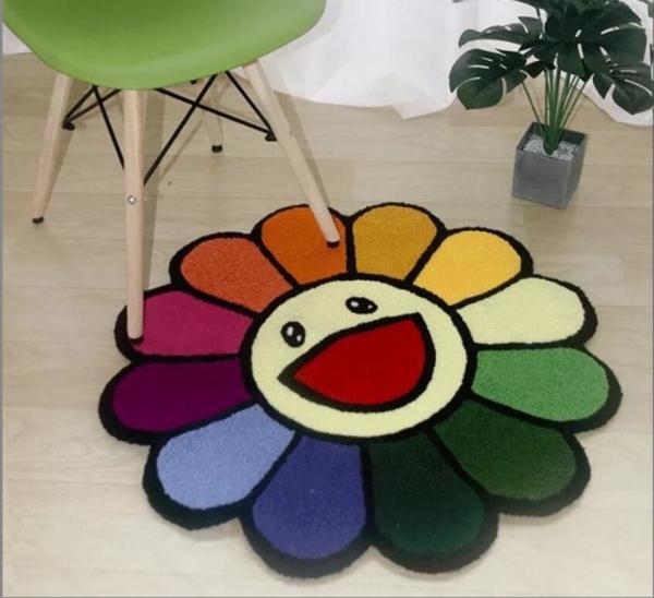 Household Sun Flower Imitation Cashmere Chair Floor Mat 200*300cm