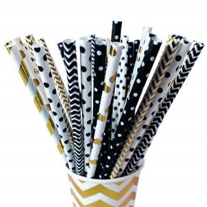 China Striped Pattern Paper Drinking Straws Disposable Recyclable For Party on sale