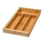 4 Compartment Bamboo Kitchen Drawer Organizer For Storage Trays / Utensil Tray