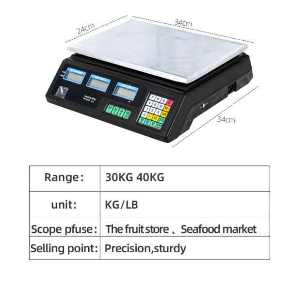40kg Commercial Table Scale for Fruit Store Accurate Weighing Platform Plastic Stainless Steel Electronic Components