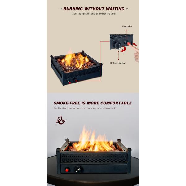 Mini Outdoor Alloy Rectangular Table Top Fire Pit Propane Gas