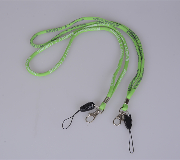 Cheap flat polyester lanyard with phone string, polyester mobile phone hanging lanyards,