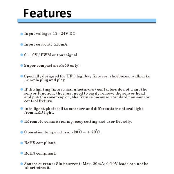 50mm Daylight Harvest 12V DC Sensor Zhaga Book 18