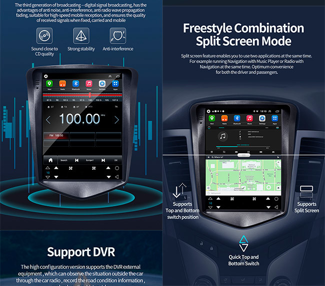 9.7 Inch Chevrolet Cruze Radio Android Car Player IPS Screen GPS Mirror Link FM WIFI
