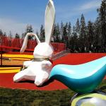 China City Cartoon Rabbit Garden Animal Sculptures Fiberglass Outdoor for sale