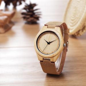 Quality Classical Wood Dial Retro Wood Leather Watch With Quartz Movement for sale