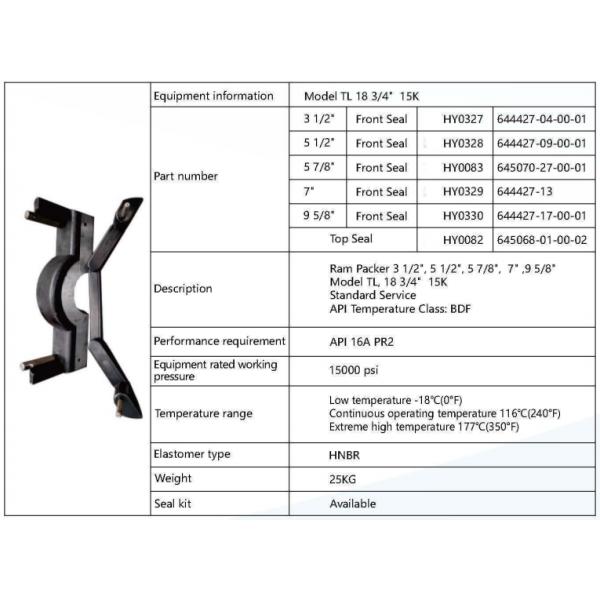 Cameron 18-3/4" Bonnet Seal Blowout Preventer Equipment 15000 PSI "TL" Type Double BOP Seal
