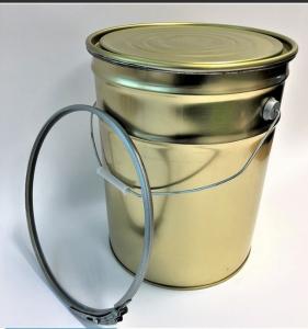 Quality Gold Metal Paint Bucket 5 Gallon With Lever Lock Ring Lid For Water Based Paints for sale