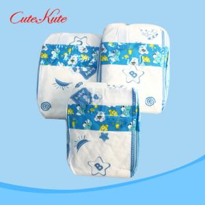 China PE BackSheet Disposable Baby Diaper Fluff Pulp Baby Nappy Pads With Magic Tape on sale