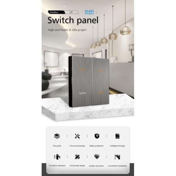 Aluminum Alloy Modbus Wall Switch , Electrical Light Switch 86mmx86mm