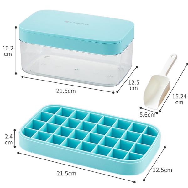 Premium Silicone Wholesale small Square Ice Cube Mold With Lid and Bin