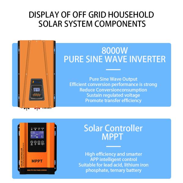 Complete 8kw Solar System Kit Single Phase Adjustable AC Voltage Off Grid Inverter