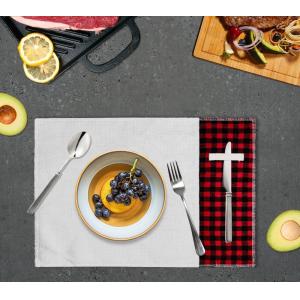 Linen Sublimation Placemat Blanks Custom Printed Christmas Red Plaid Table Mats
