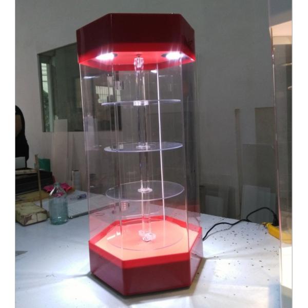 Multi Color Rotary Acrylic Retail Display Stands 4 Storey High Strength Titanium Alloy Material