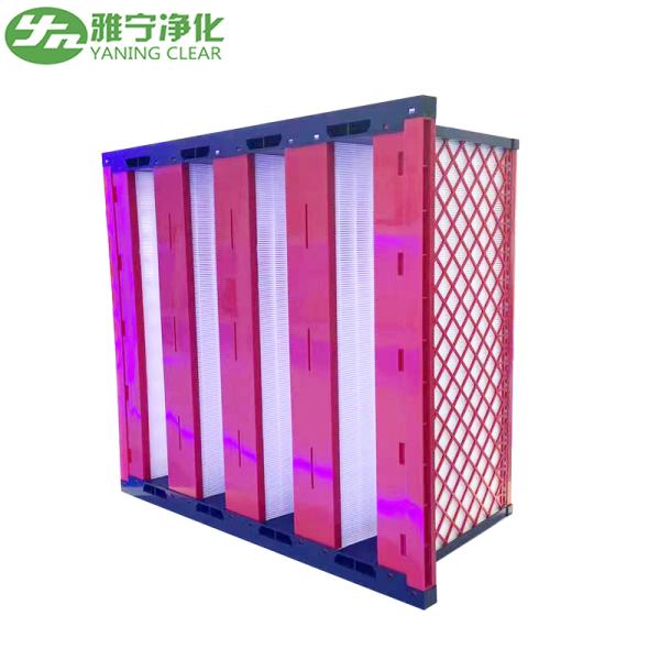 Medium Efficiency V Bank Air Filter Compact Design , Plastic / Galvanized Frame