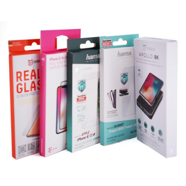 Matt Lamination Tempered Glass Packing Box , Screen Protector Packaging With Hanging