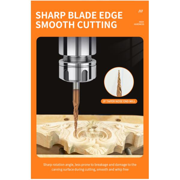 Tialn Coated Spiral Wood Carving Bits Alloy Straight Shank Rotary Tool Wood Carving Bits