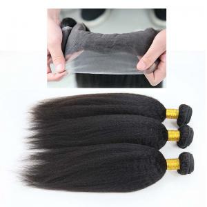 Quality Authentic 100 Peruvian Virgin Human Hair Kinky Straight Lace Frontal Closure for sale