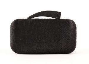 China Metal Case Black Evening Clutch Bag , Horse Hair Designer Leather Evening Bags on sale