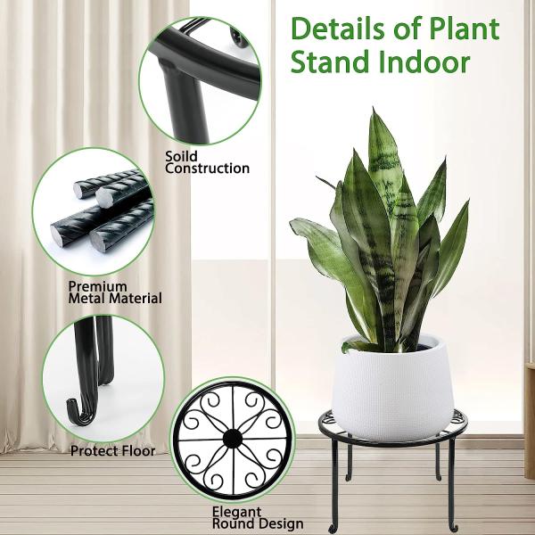Metal Flower Pot Stand Black Steel Vintage Powder Coating Plant Pots Planters Rack