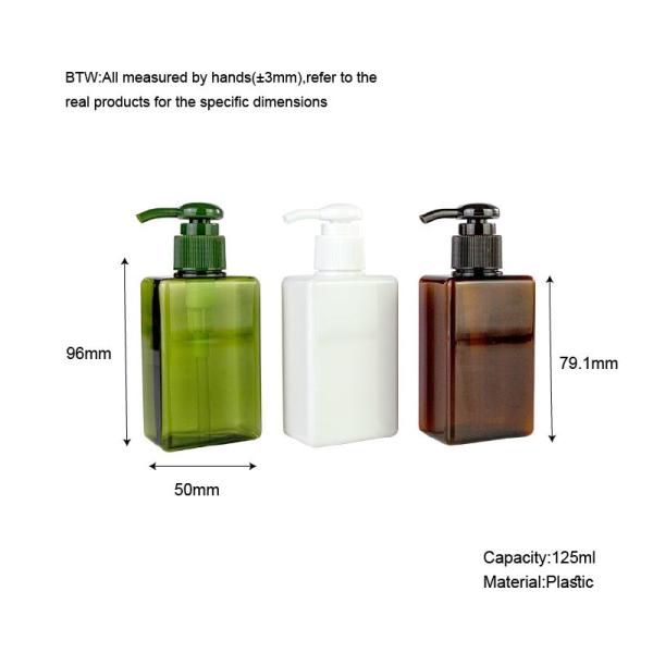 125ml Green/White/Amber rectangle smooth with Green/White/Amber pump for shampoo lotion bottle