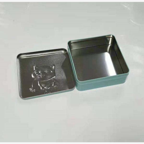 Embossed Square Tin Box with Lid Lower Price Tin Cans Wholesale Metal Containers for Cookies