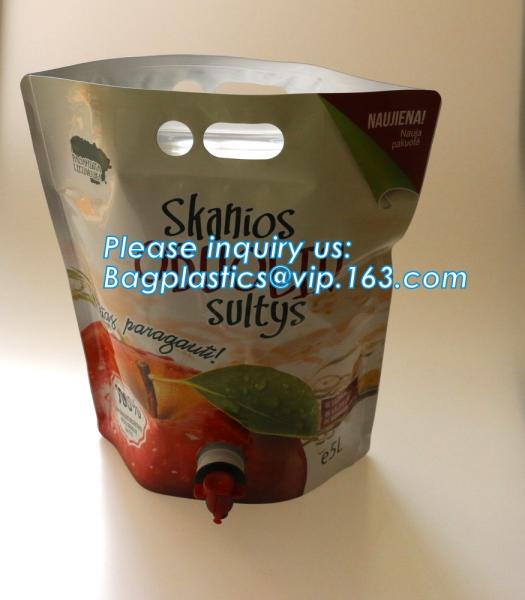Juice Drink Pouches Heavy Duty Hand-held Reclosable Zipper bags Stand-up Heat-proof Plastic Pouches with straw pouch sac