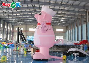 Quality 4m 13ft Mascot Pink Blow Up Cartoon Characters Pig Cook Model For Restaurant Opening Decoration for sale