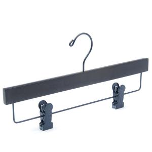 China retro color  Good quality black wooden pant hanger with two clips on sale