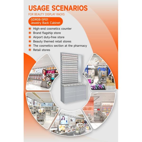 GDR08-SP01 Retail Display Shelf With Velvet Sponge Back Panel And Adjustable Height For Cosmetics Retail Stores