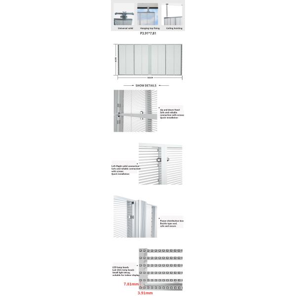 P3.91 P7.82 Transparent Led Curtain Display Strip Outdoor Semi Arbitrary Shape